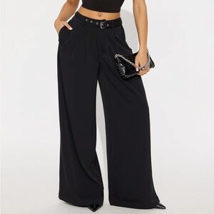 Elegant Black Wide-Leg Women's Pants